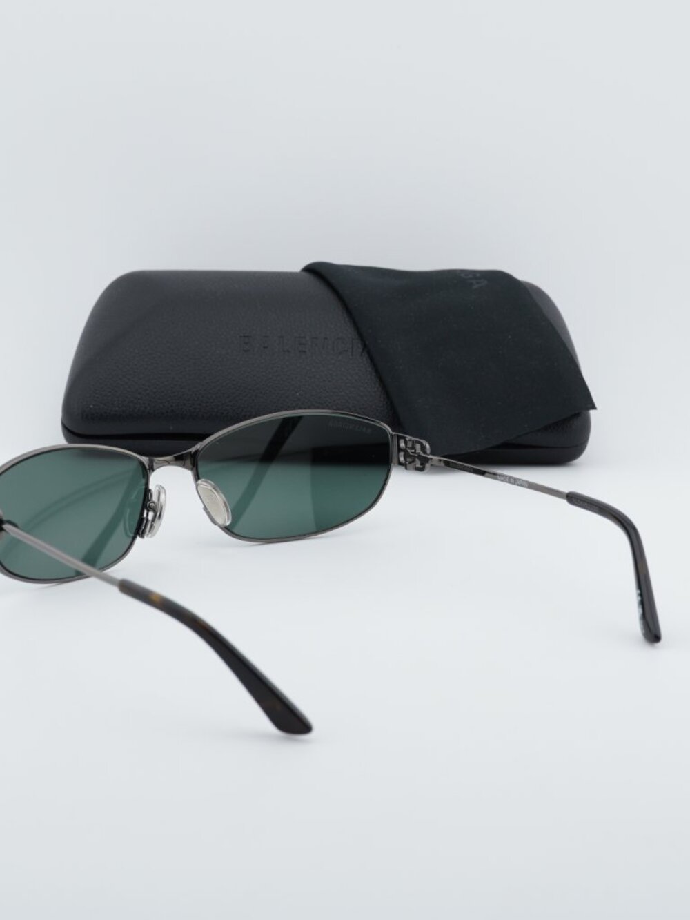Balenciaga BB0336S 005 Unisex Oval Sunglasses - Grey / Green Mirror - Picture 10 of 11